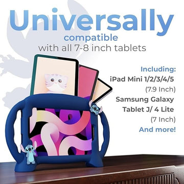 Disney Stitch Silicone Tablets Case Blue Fit 7-8" Fit iPad Mini & Samsung Tab